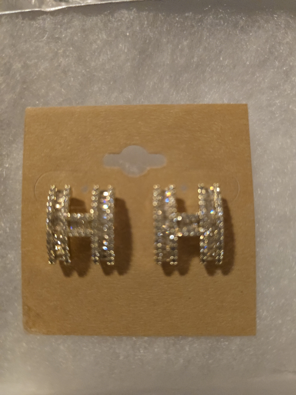 Gold-Tone Crystal H Shaped Stud Earrings - Women's Fashion Jewelry